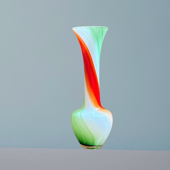 •EUC• Vintage Japanese Candy Swirl Cased Art Glass Bud Vase - Picture 7 of 7